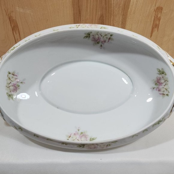 Rosenthal Bavaria Pink Roses Oval Serving Bowl 13.25" handles Donatello 1930s an - Picture 4 of 11